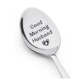 Cucchiaio in acciaio inox a manico lungo con incisione Good Morning Husband e cuore - Marito (XK08 husband)