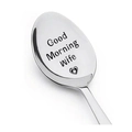 Cucchiaio in acciaio inox con manico lungo e incisione Good Morning Wife come regalo - Moglie (XK08 wife)