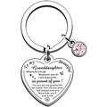 Polished silver heart keychain with pink gemstone and sentimental engraved text for family - Grandma Heart with Pink Stone (15)