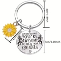 Roestvrijstalen zonnebloem sleutelhanger met een ronde bedeltje en inspirerende tekst - Inspirerende Zonnebloem Stijl 1 (XK04-1) / 30mm Rond
