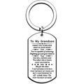 Detail of engraved dog tag keychain for grandson with motivational text and star icons - To My Grandson Inspirational Tag (34)