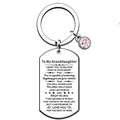 Detail of stainless steel bar keychain with inspirational text and pink zircon charm - Granddaughter Tag with Stone (35)