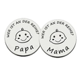 Monete decisionali per neonati Mama e Papa in acciaio inossidabile con incisione - Stile Tedesco 1 / Color Acciaio