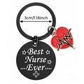 Detail of black keychain with Best Nurse Ever pendant and red enamel heart charm - Best Nurse Ever Style (D006) / 30mm Round Plate