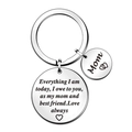 Roestvrijstalen sleutelhanger voor mama met hartvormige hanger en tekstgravure - Mom Stijl (XK52-mom 30mm)