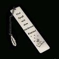 Polished stainless steel bookmark with German engraving and delicate feather pendant - 2.6x13cm / Feather Pendant Style (XK71)
