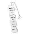 Polished stainless steel bookmark with engraved German quote and a four-leaf clover pendant - 2.6x13cm / Clover Pendant Style (xk121)