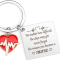 Nurse keychain gift with red enamel heart and engraved stainless steel quote - Square Shape Plate (xk89-1 28*28mm)