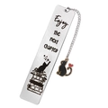 Segnalibro gatto con nappa inciso Enjoy the Next Chapter in metallo inossidabile - Enjoy the next chapter (xk67) / 13*2.6cm