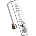 Segnalibro in acciaio inossidabile con ciondolo a forma di gatto e testo inciso - Stile Citazione Gatto (xk68) / 13*2.6cm