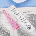 Wood bookmark with pink tassel featuring 'I don't watch porn' quote on book pages - Pink Tassel Style (xk09-1)