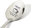 Détail de la cuillère en acier avec gravure MUM et You Will Always Be My Best-Tea - Style Best Mum Ever (xk57-1mum)