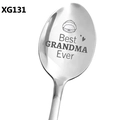 Detailed macro view of Best Grandma Ever engraved message on polished stainless steel spoon - Best Grandma Ever Style(XG131)