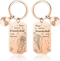 Set portachiavi in acciaio inossidabile oro rosa con incisione amicizia in tedesco e arte - Versione Incisa / 28*49mm Tag 30mm Ring / Oro rosa