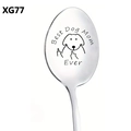 Detail view of engraved Best Dog Mom Ever stainless steel spoon with dog cartoon art - Best Dog Mom Ever Style (XG77)
