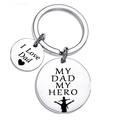 Stainless steel keychain with My Dad My Hero engraving for Father's Day gift - Double Pendant (xk80) / Large Tag 30mm Small Round 15mm