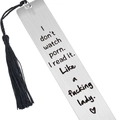 Stainless steel bookmark with black tassel and engraved funny quote on brushed metal - Black Tassel Style (xk59)