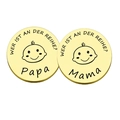 Set di due monete decisionali dorate in acciaio inossidabile per mamma e papà con bebè - Stile Tedesco 1 / Oro