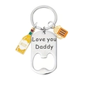 Father's Day stainless steel bottle opener keychain with Love You Daddy beer bottle charms - Love You Daddy with Beer Charms (xk89-1-2)
