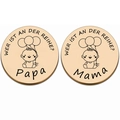 Monete decisionali genitoriali in acciaio dorato per mamma e papà con motivo bimbo - Stile Tedesco 2 / Oro