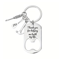 Detail of Father's Day stainless steel keychain featuring tools and engraved quote - Thank You For Building My Life Style (xk89-7)