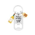 Detail of silver bottle opener keychain with beer charms and thank you engraving - Thank You For Building My Life with Beer Charms (xk89-7--2)