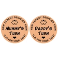 Pièce de décision pour nouveaux parents en brun orangé avec texte Mummy et Daddy - Motif anglais 1 / Or rose