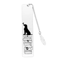 Lesezeichen aus Edelstahl mit Hundesilhouette, Pfotenabdrücken und Feder-Anhänger für Leser - Hundemuster (XK108-1)