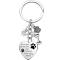 Stainless steel pet memorial keychain set with heart and bone pendants on white background - Heart No Longer By My Side Combo Style (xk123-4) / Heart Size 28*29mm