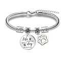 Edelstahl Schlangenkette Armband mit LOVE Perlen und Hunde Gedenkanhänger - Rundes Schild Life Is Better With A Dog