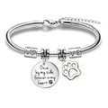 Edelstahl Schlangenarmband mit Tier-Gedenkanhängern und Herz-Pfotenabdruck-Anhängern - Rundes Schild Forever In My Heart