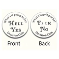 Zilveren roestvrijstalen beslissingsmunt met Hell Yes en Fxxk No gravures - Hell Yes / Fuck No Stijl (xk90-1)