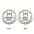 Pièce de décision alimentaire en acier inoxydable pour couples avec gravure du choix des époux - 3CM de diamètre / Style Comparaison Choix du Mari (xk91-6)