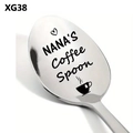 Polished stainless steel coffee spoon with NANA'S Coffee Spoon engraving and heart icon - Nana's Coffee Spoon Style (XG38)