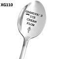 Polished silver ice cream spoon featuring Grandpa's Ice Cream Plow engraved design - Grandpa's Ice Cream Plow Style(XG110)