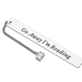 Edelstahl-Lesezeichen mit Go Away I'm Reading Spruch und kleinem Buchanhänger - Stil 2 (xk201-2) / 1*13cm