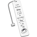 Dettaglio segnalibro in acciaio inox con testo I Like My Book Spicy e catenella - Stile Ciondolo Tazza di Caffè (xk204-8) / 13x2.6cm