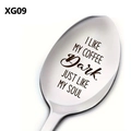 Polished silver stainless steel coffee spoon with creative engraved black coffee text - Black Coffee Design (XG09)