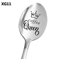 Silver stainless steel coffee spoon engraved with Coffee Queen and a crown design - Coffee Queen Design (XG11)
