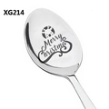 Polished 410 stainless steel Christmas spoon with reindeer and Merry Christmas engraving - Reindeer Icon Style (XG214)
