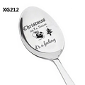 Detail of laser engraved stainless steel spoon with Christmas quote and icons - Christmas Quote Style (XG212)