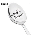 Detail of Christmas spoon with laser engraved Merry Christmas and Santa hat pattern - Christmas Hat Style (XG210)