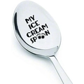 Polished stainless steel ice cream spoon with My Ice Cream Spoon artistic engraving - Creative Ice Cream Spoon (XG241)