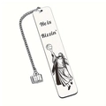 Segnalibro He is Rizzin in acciaio inox con grafica Jesus dunking e ciondolo a libro - Stile Gesù Dunking (xk194-2)