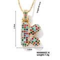Collier hip hop avec pendentif lettre K orné de zircons cubiques multicolores - Style K / Or