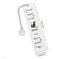 Macro view of stainless steel bookmark with dog quote and a hollow paw charm - Bookmark 2.6*13CM / Dog Quote Style (XK190-6)