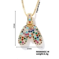 Collier hip hop doré avec pendentif lettre M serti de zircons cubiques multicolores - Style M / Or