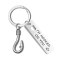 Portachiavi in acciaio inox con amo e incisione I'm Hooked On You regalo per coppie - 12*50mm / Stile Hooked On You (xk241-3)