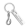 Portachiavi in acciaio inox con amo da pesca e incisione romantica per innamorati - 12*50mm / Stile Love Till End Of Line (xk241-2)