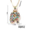 Collier hip hop avec pendentif lettre R dorée, zircons colorés et mesures de taille - Style R / Or